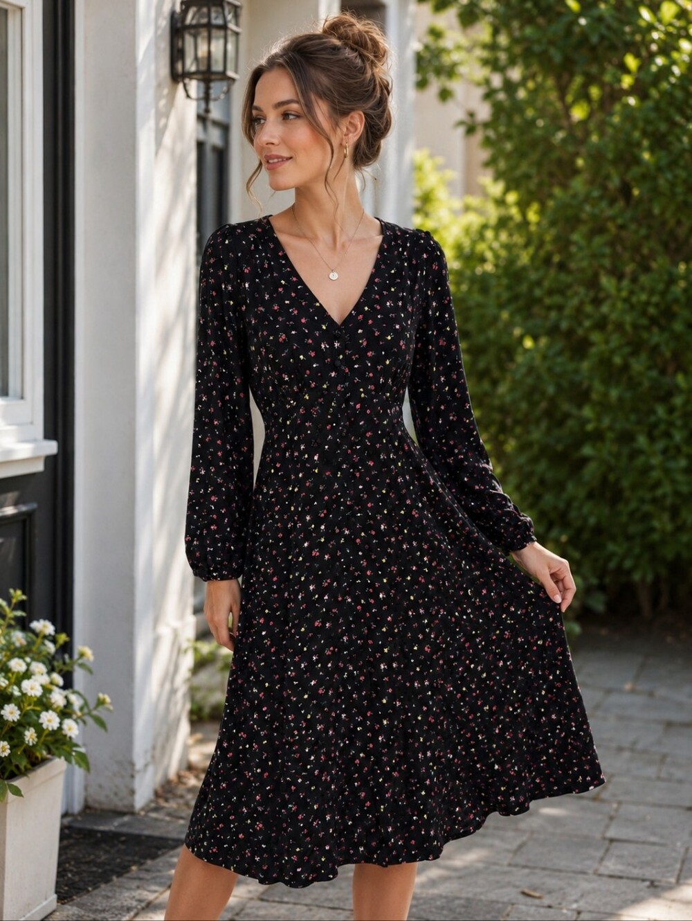 Levi’s Floral Fit & Flare Midi Dress Covered Button Front Cottagecore XS